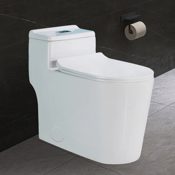Wonchael Elongated One Piece Toilet 10" Roughin Comfort Height, White
